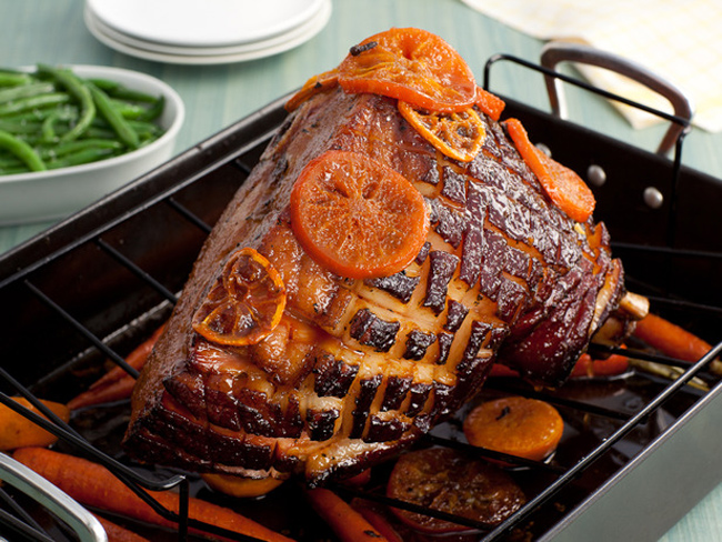 Tangerine-Glazed Easter Ham With Baby Carrots