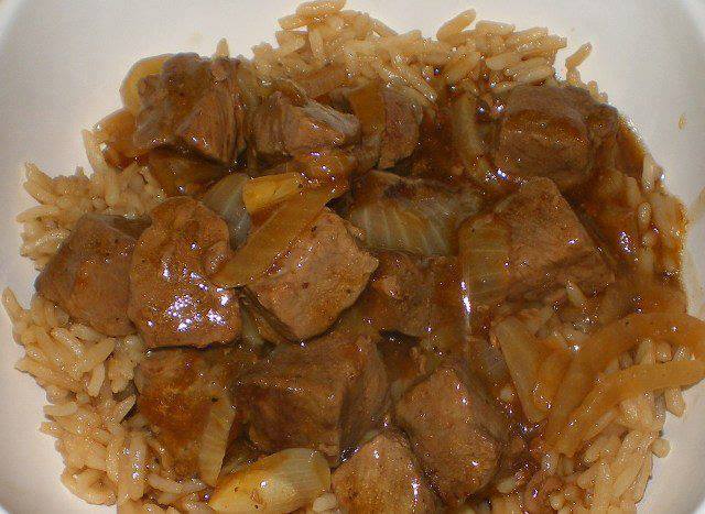 Beef Tips and Rice