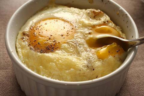 Eggs Baked with Irish Bangers and Cheddar