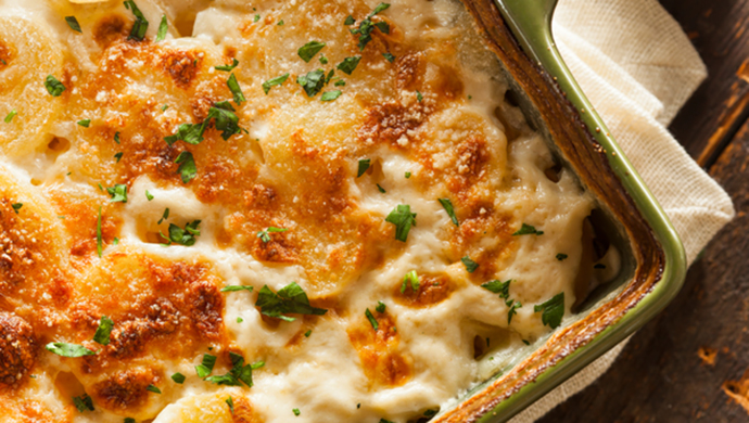 Homemade Cheesey Scalloped Potatoes with Parsley Flakes