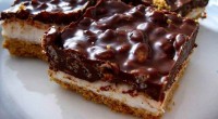 Ingredients: 1 package of graham crackers (9 crackers) 6 tablespoons of butter melted 4 cups miniature marshmallows Topping: 3/4 cup chocolate chips 3/4 cup peanut butter 2 tbsp butter 1.5 […]