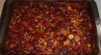 Ingredients: 1 pound beef frankfurters, sliced 1 (15 ounce) can pork and beans 1 (15 ounce) can butter beans 1 (16 ounce) can chili beans, drained 1 small onion, chopped […]