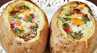 Ingredients: 1 large baked potato (russett or sweet) 1 Tbsp. butter 2 eggs 2 strips bacon, cooked and diced 2 Tbsp. shredded cheese 1 Tbsp. fresh parsley, chopped salt and […]