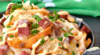 Ingredients: 22 oz package frozen waffle fries 1 cup shredded swiss cheese 1 cup shredded white cheddar cheese 1 cup roughly chopped corned beef ½ cup sauerkraut, drained and squeezed […]