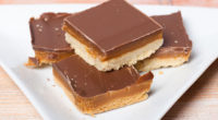 Yield: 16-20 bars Ingredients: Shortbread: 1 cup all-purpose flour 1/2 cup (1 stick) cold, unsalted butter, cubed 1/4 cup sugar 2-3 tablespoons ice water 1/4 teaspoon salt Caramel Filling: 1 […]